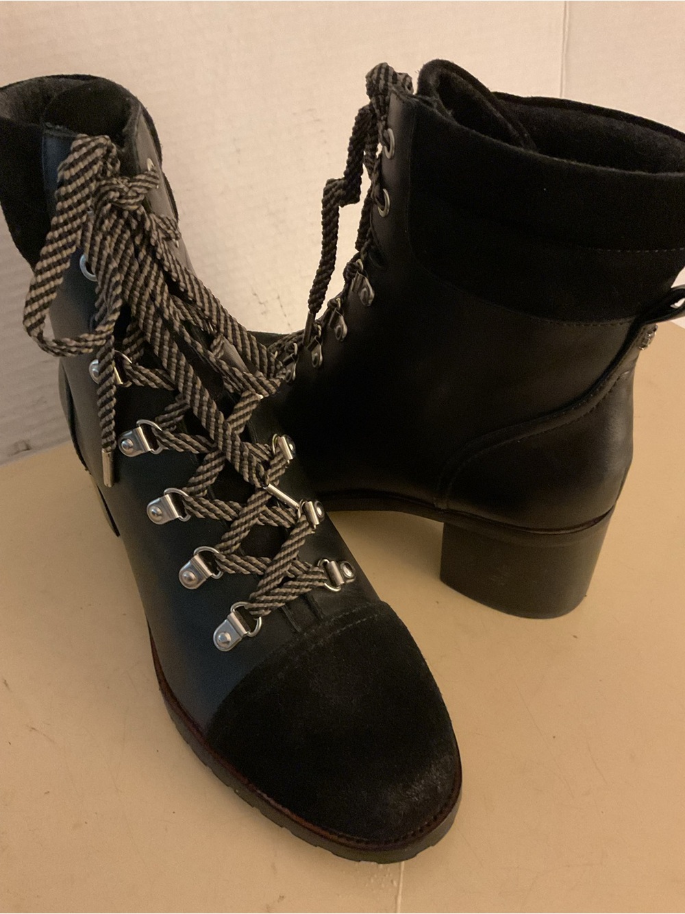 Sam Edelman women black combat Manchester boots US 9